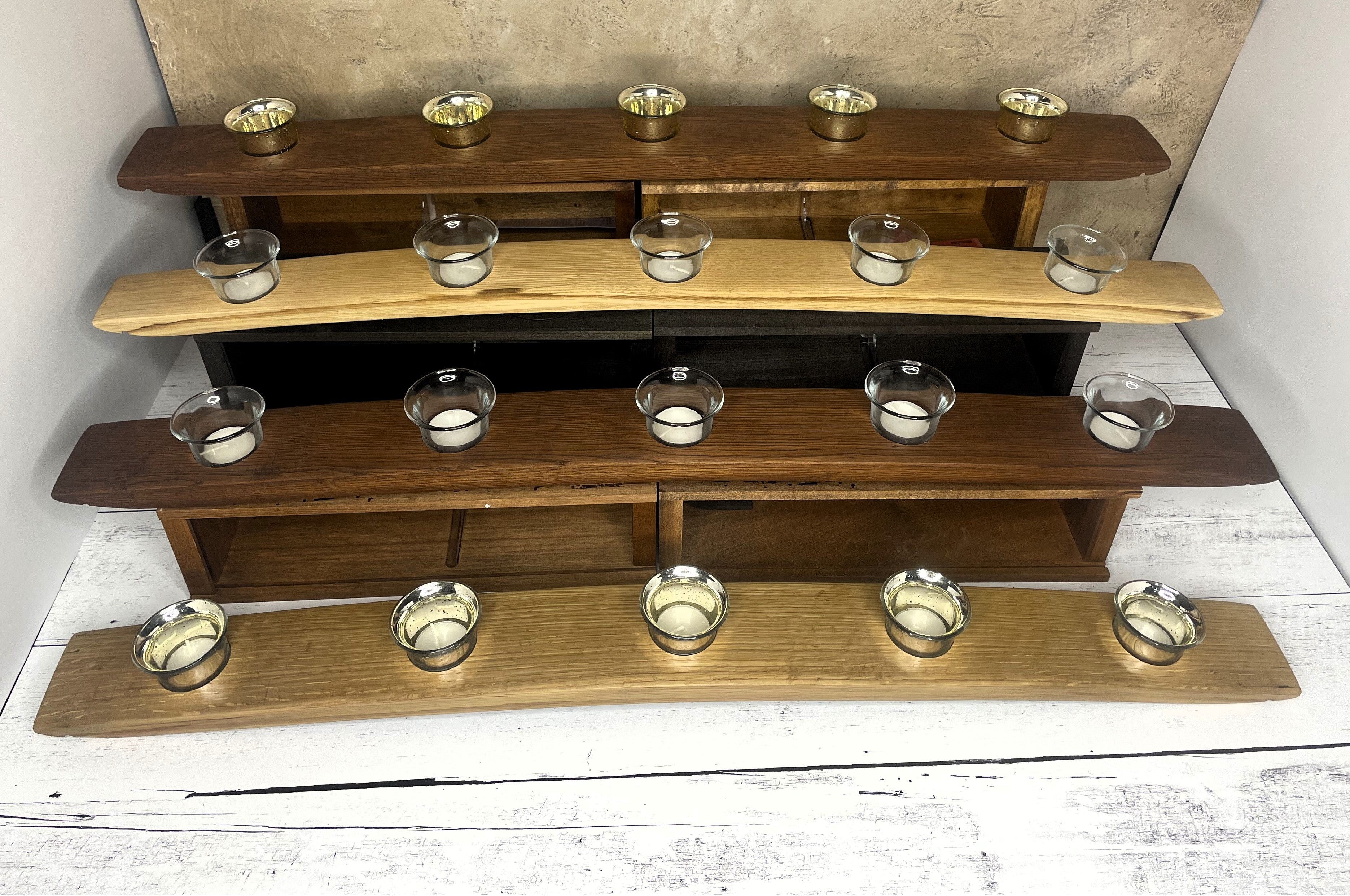 Reclaimed Bourbon Barrel Stave Candle Holders