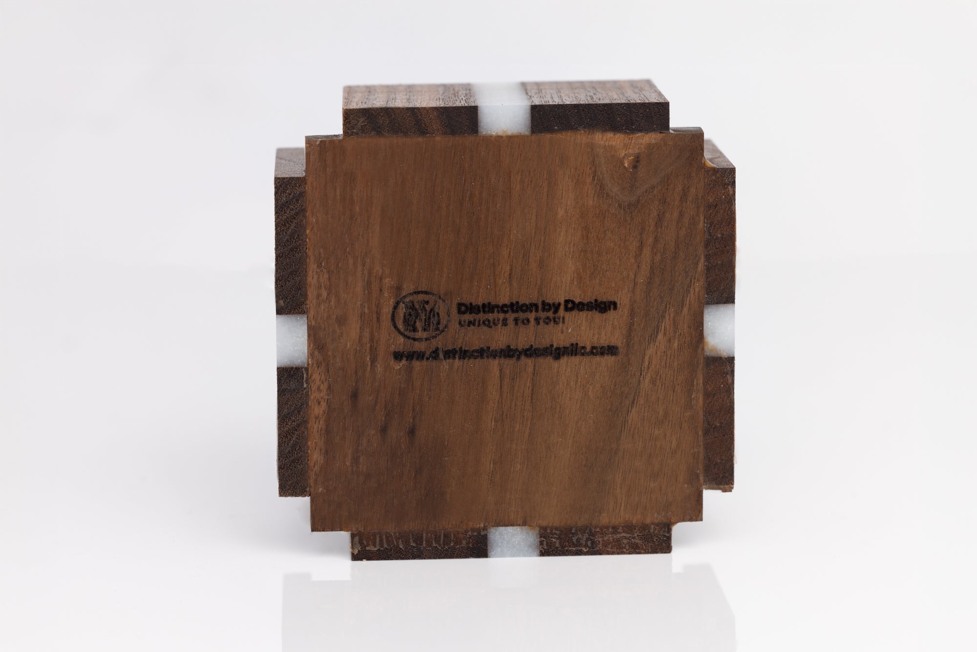 Custom Handmade Walnut Coaster Set with Resin Accents