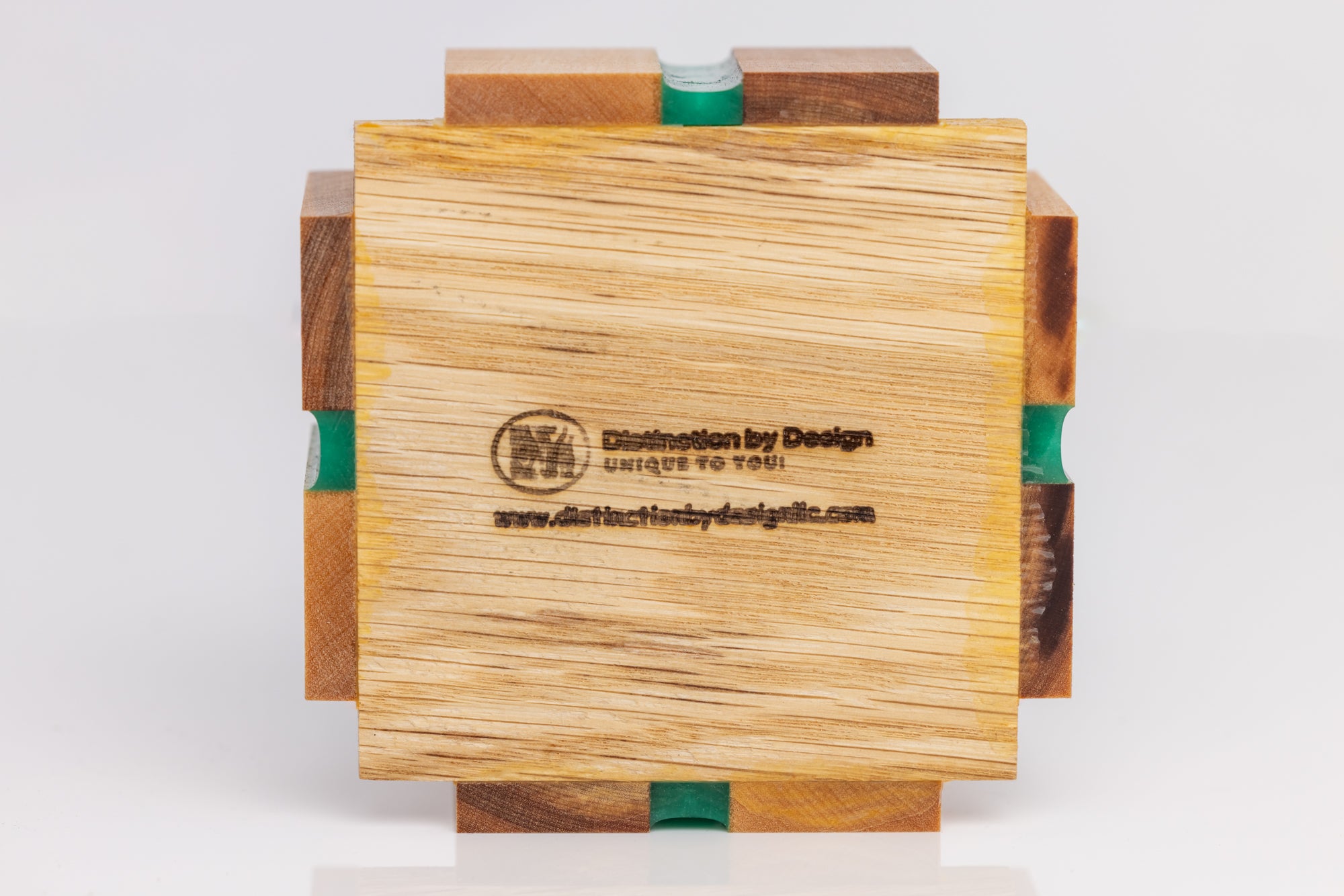 Custom Handmade Oak Coaster Set with Resin Accents