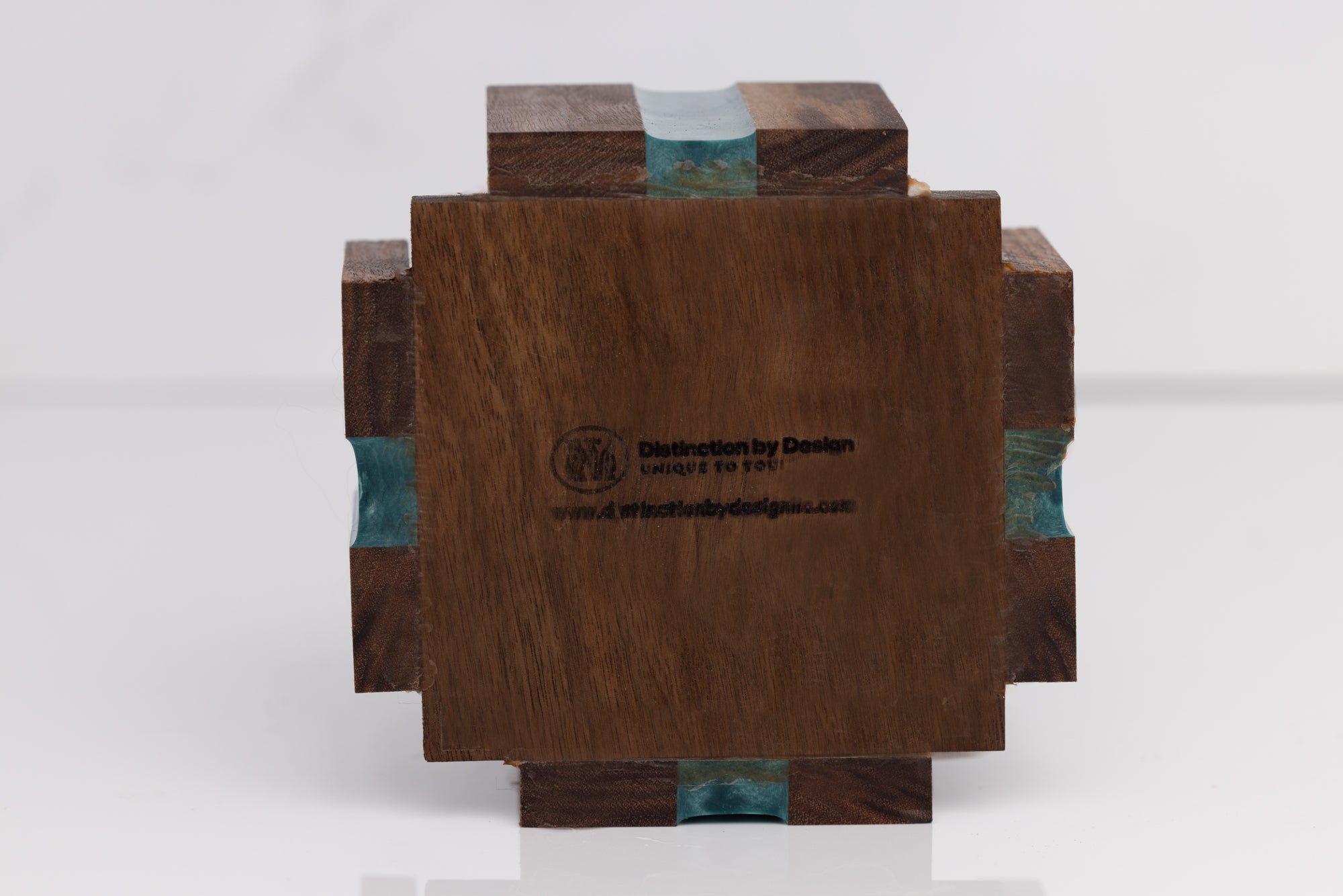 Custom Handmade Walnut Coaster Set with Resin Accents