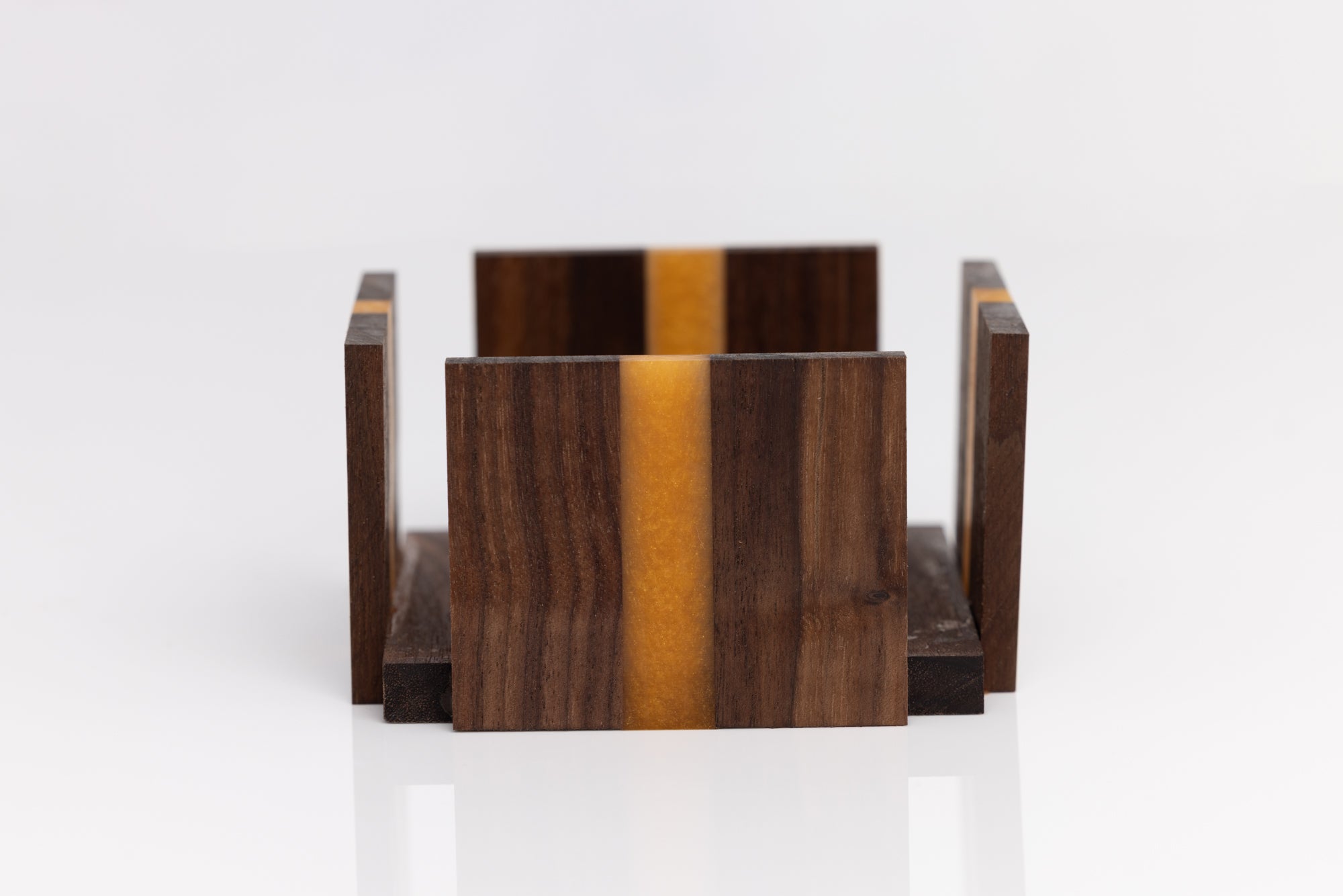 Custom Handmade Walnut Coaster Set with Resin Accents