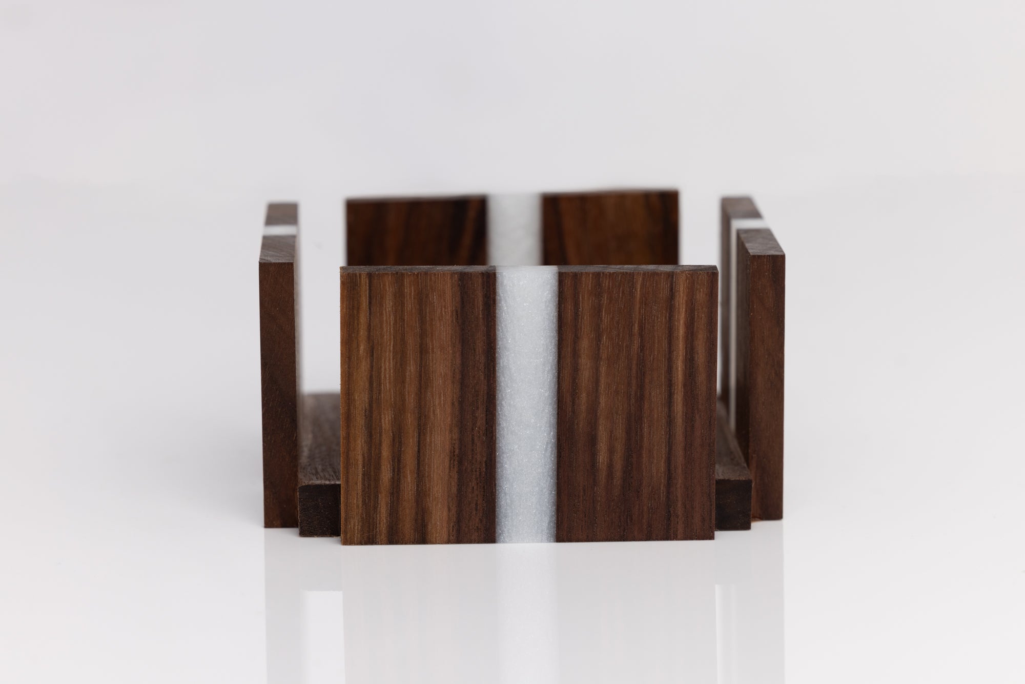 Custom Handmade Walnut Coaster Set with Resin Accents