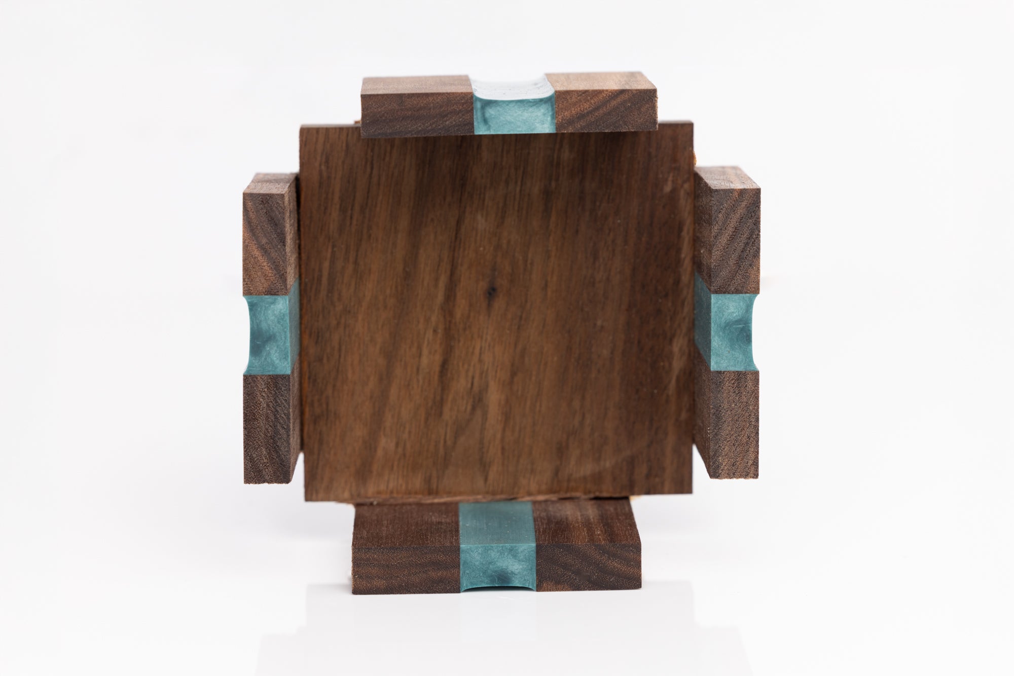 Custom Handmade Walnut Coaster Set with Resin Accents