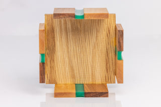 Custom Handmade Oak Coaster Set with Resin Accents