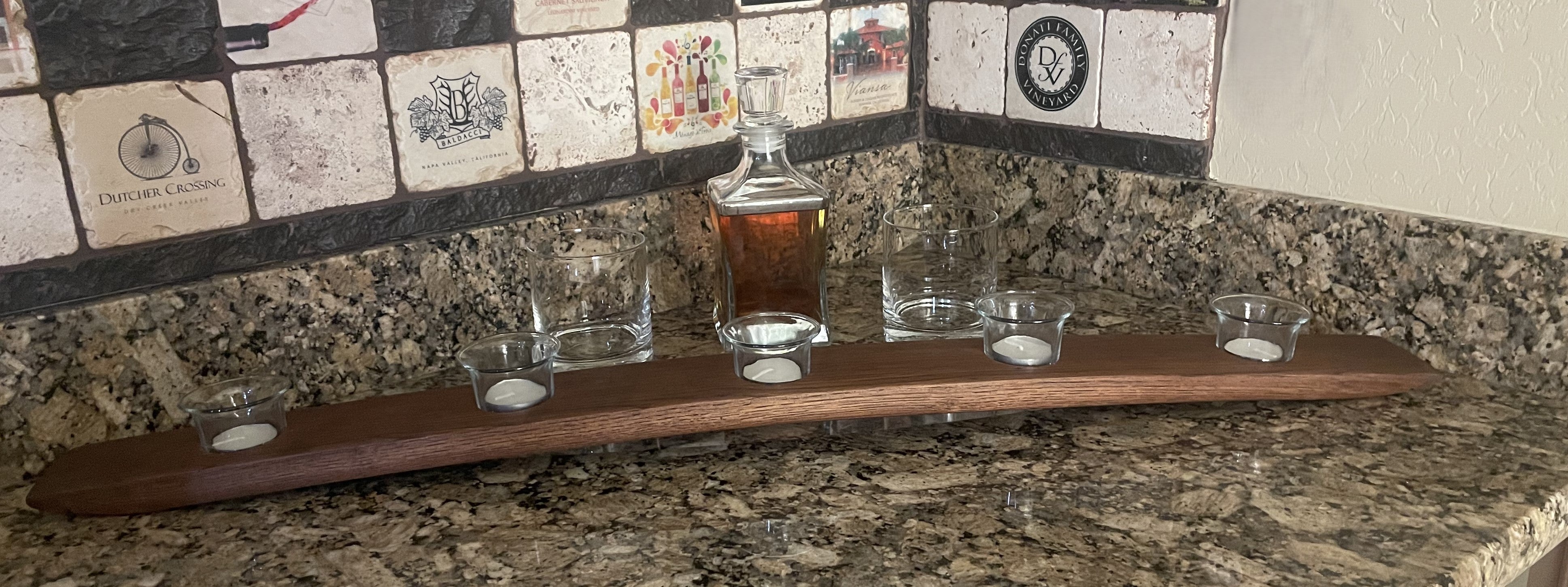 Reclaimed Bourbon Barrel Stave Candle Holders