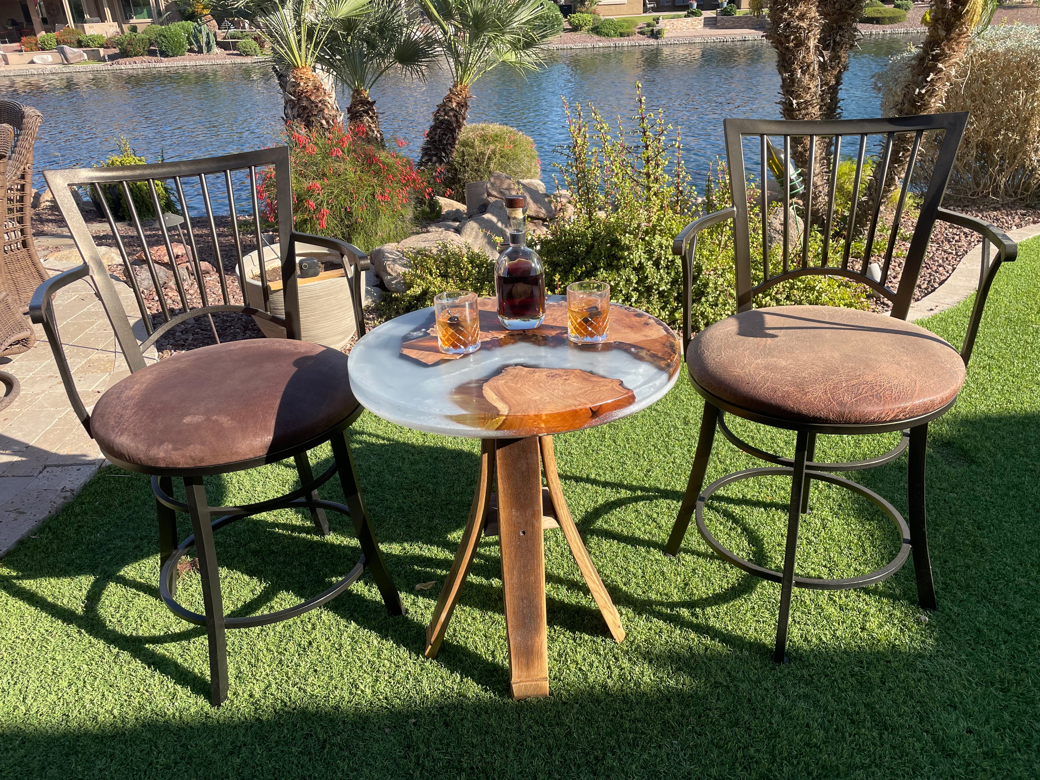 24” Round Mesquite Epoxy Accent Table