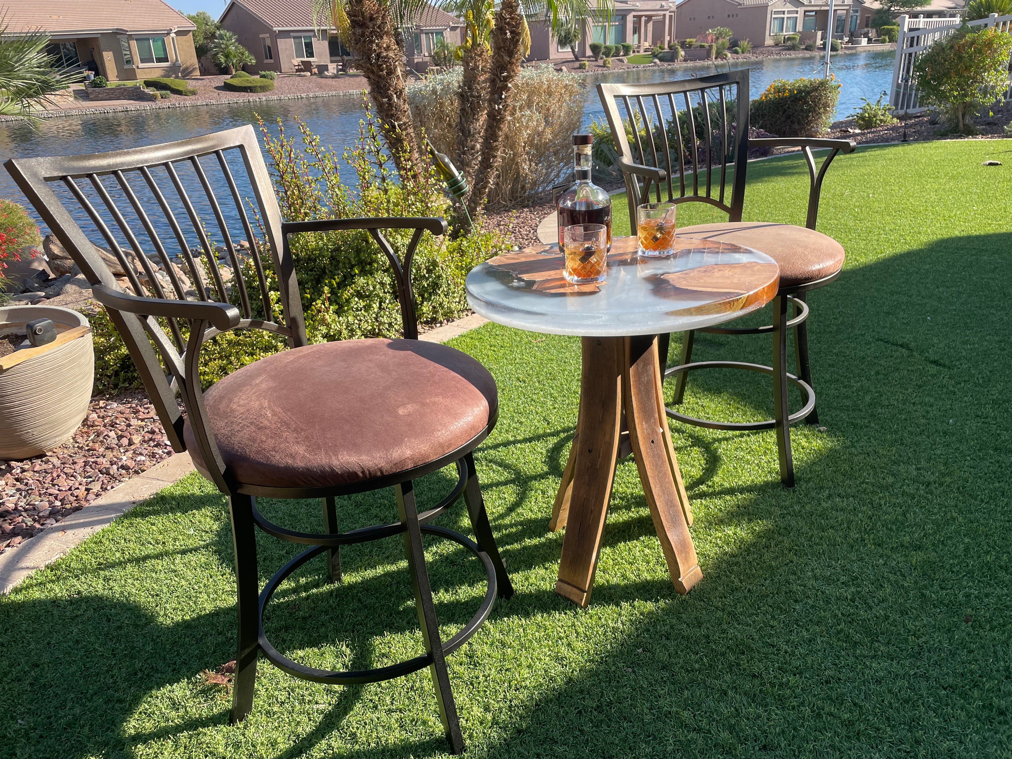 24” Round Mesquite Epoxy Accent Table