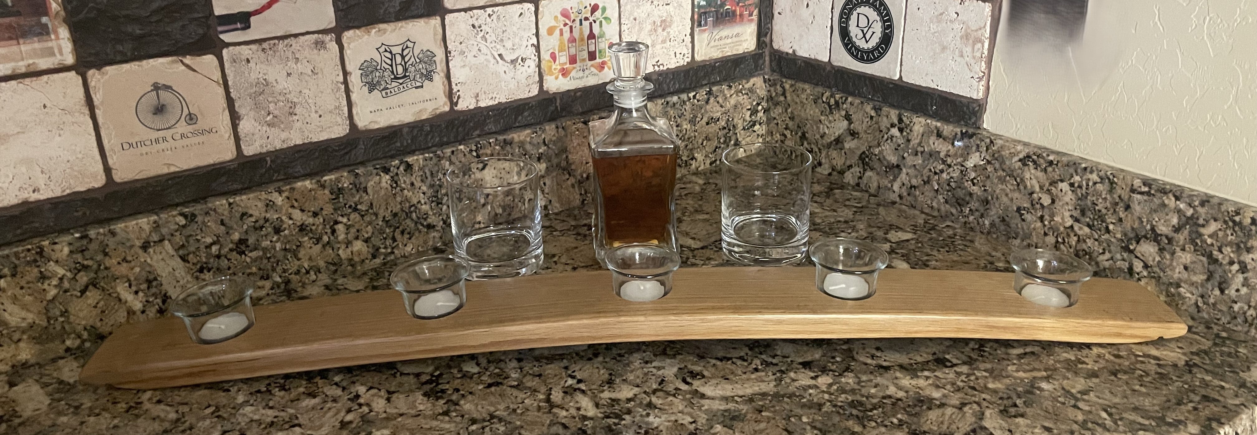 Reclaimed Bourbon Barrel Stave Candle Holders
