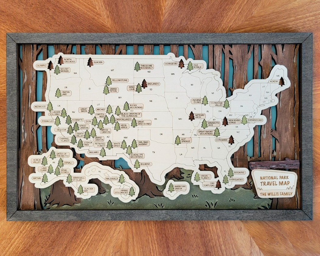 Custom National Park Travel Map