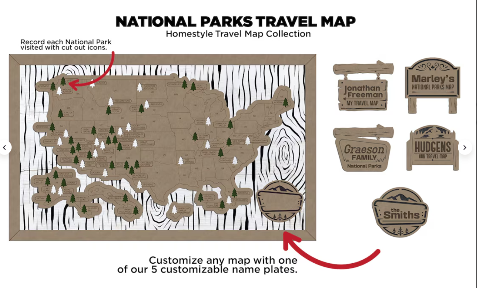 Custom National Park Travel Map