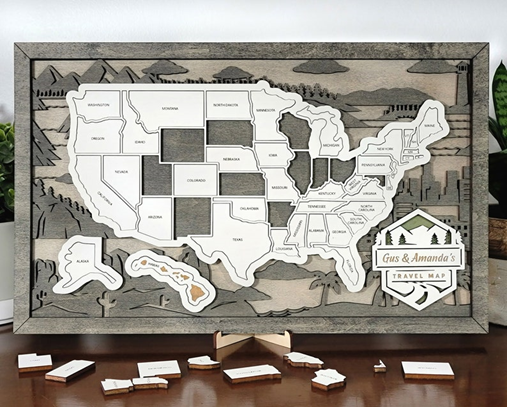 Custom USA Travel Map